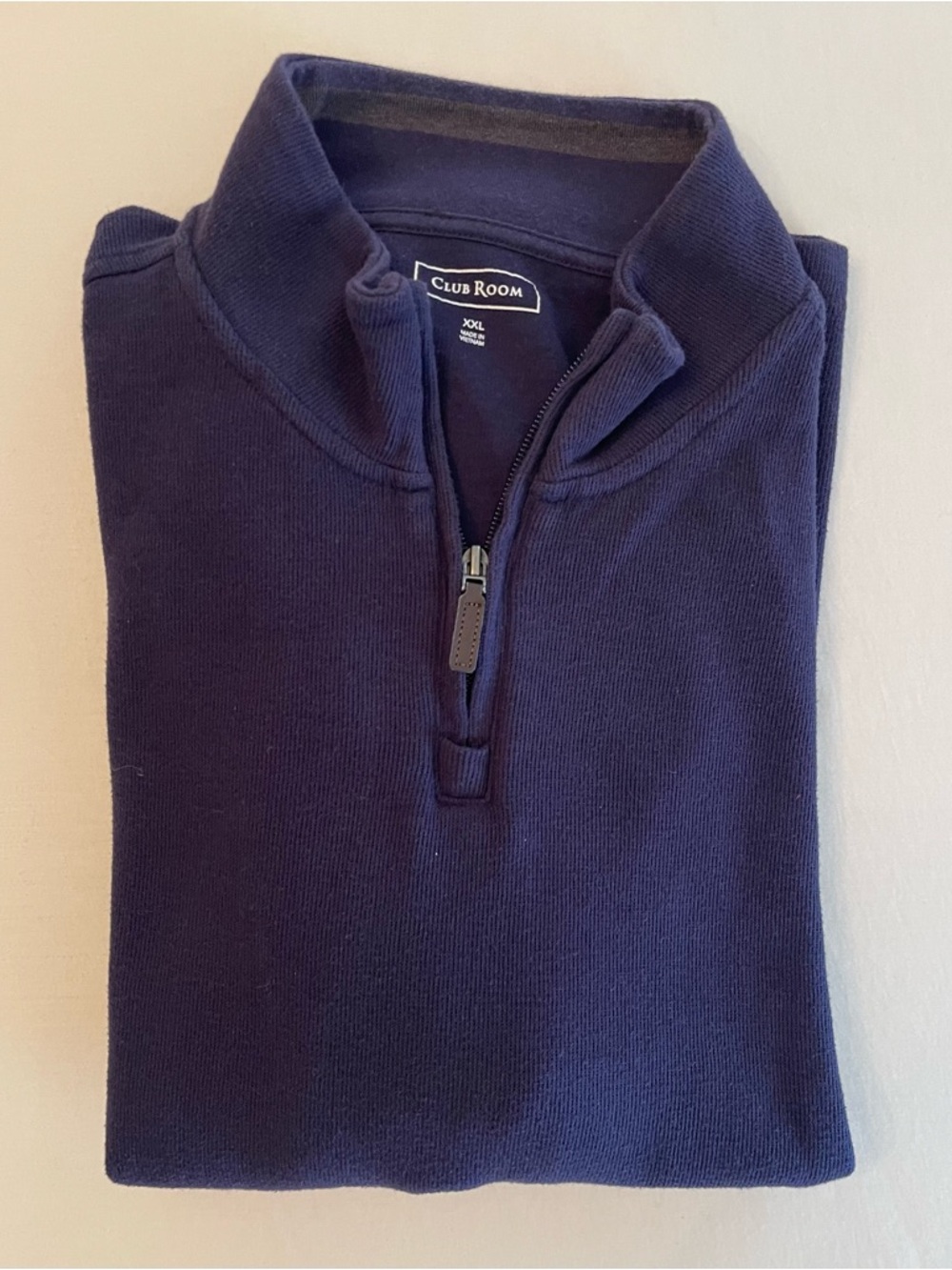 Macy’s Men’s Club Room Navy Ribbed Quarter Zip Sweater Mock Neck